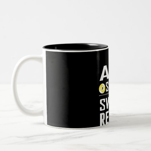 プールおもしろいビリヤードTエイムシュートSwear Repeat ツートーンマグカップ (左)