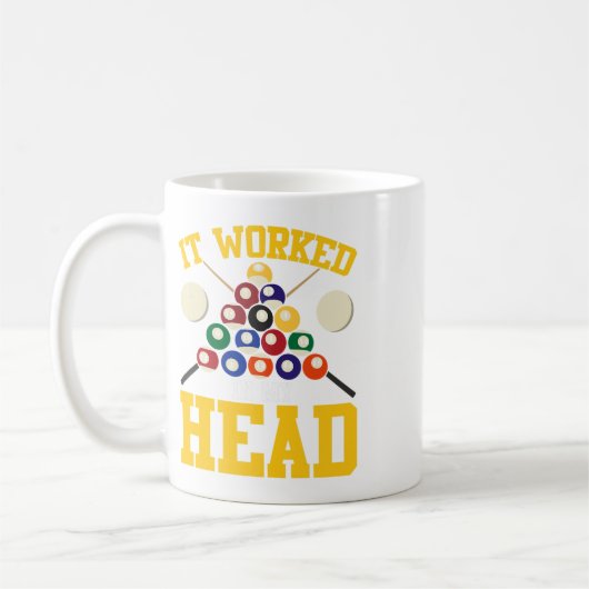 プールおもしろいホールのビリヤード私の頭Snoで働いた コーヒーマグカップ (左)