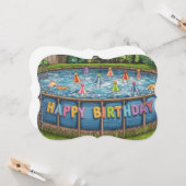 プールおもしろいリドル誕生日 カード (正面/裏面インサイチュ)
