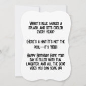 プールおもしろいリドル誕生日 カード (裏面)