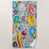 プールおもしろい夏の誕生日パーティー膨張可能な動物 ビーチタオル (正面)