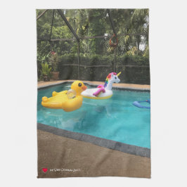 プールお洒落キッチンタオルに入ったかわいいユニコーン鴨 キッチンタオル