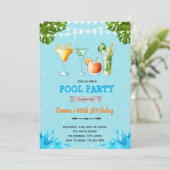 プールでのカクテルパーティーのご招待 招待状 (スタンド正面)