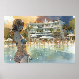 プールでのダウンタイムが非常に必要 ポスター