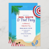 プールでの夏の招待状 招待状 (正面/裏面)