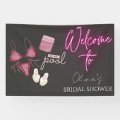 プールでの結婚前お披露目会のウェルカムサイン 横断幕 (横)