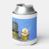 プールでサングラスとメロンを着たパイナップル 缶クーラー (缶正面)