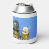 プールでサングラスとメロンを着たパイナップル 缶クーラー (缶裏面)