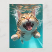 プールで水中ダイビングをかわいい猫おもしろい ポストカード (正面)