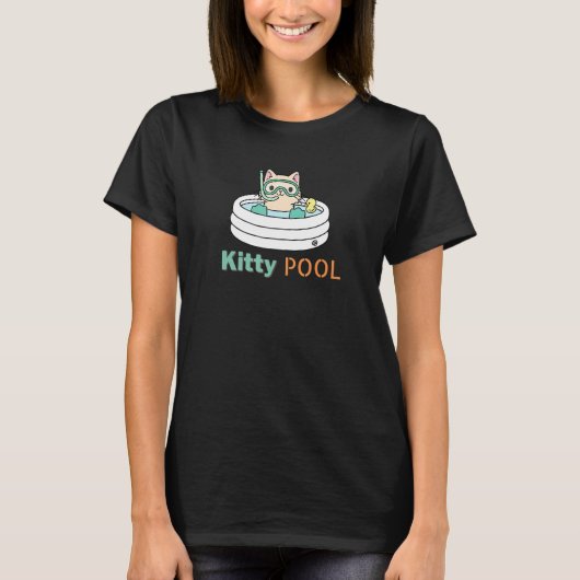 プールで泳ぐ猫 Tシャツ (正面)