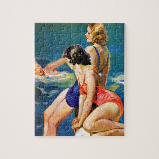 プールで ジグソーパズル (縦)