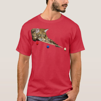 プールとスヌーカー猫8ボール9ボールキャット遊ズ Tシャツ