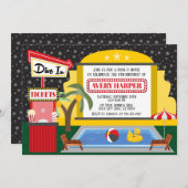 プールとムービーの誕生日招待状 招待状 (正面/裏面)