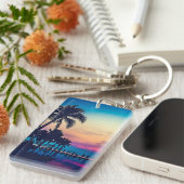 プールとヤシの木のある自然の風景-25925 キーホルダー (正面右)
