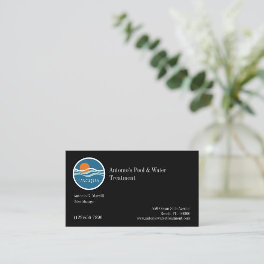プールと水トリートメント会社 名刺 (スタンド正面)