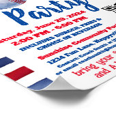 プールと野球のパーティー ポスター (角)