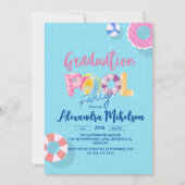 プールとBBQの卒業パーティー 招待状 (正面)