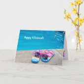 プールによるリタイアフリップフロップ カード (黄色い花)