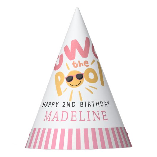 プールに二歳の誕生日 パーティーハット (正面)