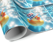プールに入った愛国的なゴムアヒル ラッピングペーパー (ロールコーナー)