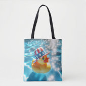プールに愛国的な黄色のゴムガモ トートバッグ (正面)