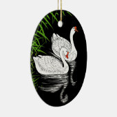 プールに白い白鳥2羽 – ヴィンテージ セラミックオーナメント (右)