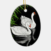 プールに白い白鳥2羽 – ヴィンテージ セラミックオーナメント (裏面)
