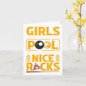 プールに遊いいラックを持つ女のおもしろい子 カード (黄色い花)