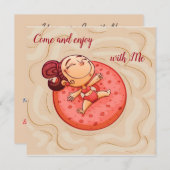 プールのおもしろい 招待状 (正面/裏面)