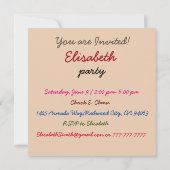 プールのおもしろい 招待状 (裏面)