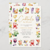 プールのカクテル 招待状 (正面/裏面)