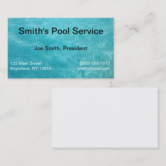 プールのサービス業カード 名刺 (正面/裏面)