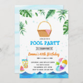 プールのトロピカルピクニックブランチ招待 招待状 (正面/裏面)