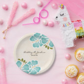 プールのハイビスカスのハワイの結婚式 ペーパープレート (パーティー)