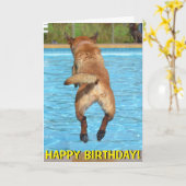 プールのバースデー・カードに跳躍の後をつけて下さい カード (黄色い花)