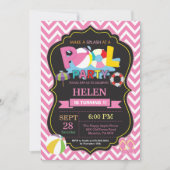 プールのパーティの招待状の夏のSplishのしぶきの女の子 招待状 (正面)