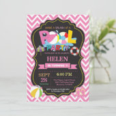 プールのパーティの招待状の夏のSplishのしぶきの女の子 招待状 (スタンド正面)