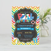 プールのパーティの招待状の夏のSplishのしぶきの男の子 招待状 (スタンド正面)