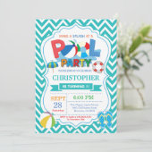 プールのパーティの招待状の水のSplishのしぶきの男の子 招待状 (スタンド正面)