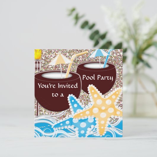 プールのパーティの招待状または大事な行事の卒業、 招待状 (スタンド正面)