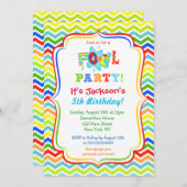 プールのパーティの招待状 招待状 (正面/裏面)