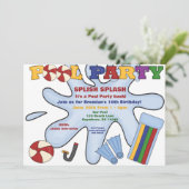 プールのパーティの招待状 招待状 (スタンド正面)