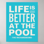 プールのプリントで人生はパーソナライズされた良い ポスター (正面)