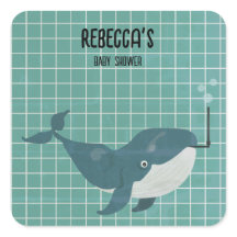 プールのベビーシャワーでクジラを洗う