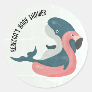 プールのベビーシャワーでクジラを洗う ラウンドシール