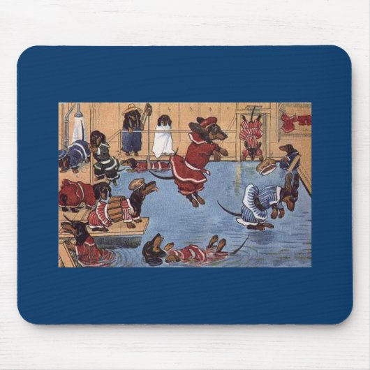 プールのヴィンテージのマウスパッドのダックスフント マウスパッド (正面)