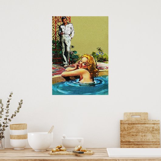 プールのヴィンテージパルプのカバーアートに参加 ポスター (キッチン)