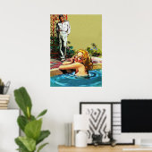 プールのヴィンテージパルプのカバーアートに参加 ポスター (ホームオフィス)