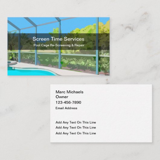 プールの再スクリーニングと修復サービス 名刺 (正面/裏面)