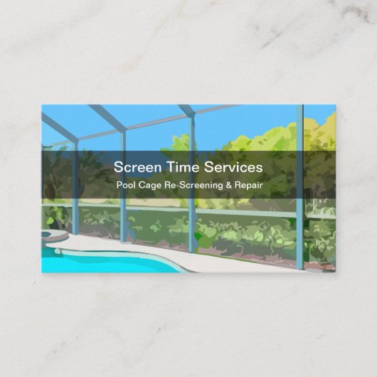 プールの再スクリーニングと修復サービス 名刺 (正面)